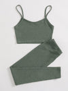 EZwear Solid Cami Top Knotted Waist Leggings Set
