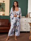 3 Pack Floral Print Robe Pajama Set