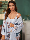 3 Pack Floral Print Robe Pajama Set