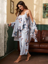 3 Pack Floral Print Robe Pajama Set