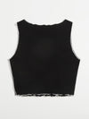 Contrast Stitch Lettuce Edge Tank Top