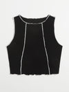 Contrast Stitch Lettuce Edge Tank Top