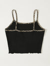 Contrast Leopard Binding Lettuce Trim Cami Top