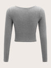 Surplice Neck Rib knit Crop Tee