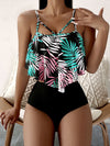 Tropical Flounce High Waist Bikini Swimsuit