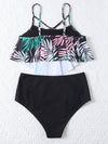 Tropical Flounce High Waist Bikini Swimsuit