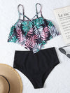 Tropical Flounce High Waist Bikini Swimsuit