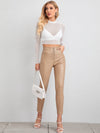 Sheer Mesh Long Sleeve Crop Top Without Bra