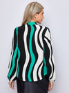 Notch Neck Geo Print Blouse