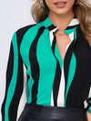 Notch Neck Geo Print Blouse