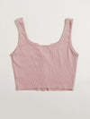EZwear F Notched Neck Button Front Cropped Tank Top
