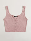 EZwear F Notched Neck Button Front Cropped Tank Top