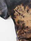 Drawstring Ruched Side Rib knit Tie Dye Dress