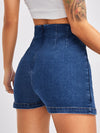 Split Hem Zip Back Denim Shorts