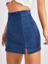 Split Hem Zip Back Denim Shorts