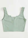 EZwear F Notched Neck Button Front Cropped Tank Top