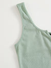 EZwear F Notched Neck Button Front Cropped Tank Top