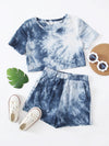 Girls Tie Dye Tee Track Shorts Set