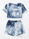 Girls Tie Dye Tee Track Shorts Set
