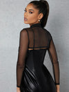 Mock neck Super Crop Mesh Top