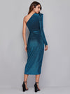 One Shoulder Wrap Hem Glitter Dress