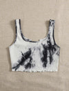 Tie Dye Lettuce Trim Rib knit Crop Tank Top