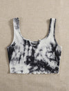 Tie Dye Lettuce Trim Rib knit Crop Tank Top