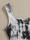 Tie Dye Lettuce Trim Rib knit Crop Tank Top
