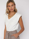V Neck Shoulder Pad Tank Top