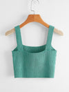 Solid Crop Knit Top
