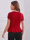Sweetheart Lace Sleeve Peplum Top