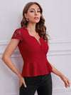 Sweetheart Lace Sleeve Peplum Top