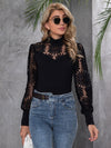 Contrast Lace Mock Neck Top