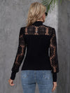 Contrast Lace Mock Neck Top