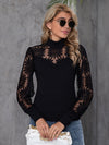 Contrast Lace Mock Neck Top