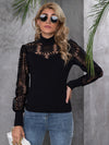Contrast Lace Mock Neck Top