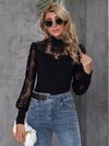 Contrast Lace Mock Neck Top