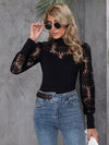Contrast Lace Mock Neck Top