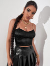Chain Detail Silky Bustier Cami Crop Top