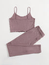 Lettuce Edge Waffle Knit Cami Top Leggings Set