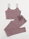 Lettuce Edge Waffle Knit Cami Top Leggings Set