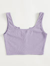 EZwear F Notched Neck Button Front Cropped Tank Top