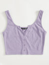 EZwear F Notched Neck Button Front Cropped Tank Top