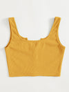 EZwear F Notched Neck Button Front Cropped Tank Top