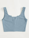 EZwear F Notched Neck Button Front Cropped Tank Top