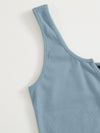 EZwear F Notched Neck Button Front Cropped Tank Top