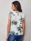 Floral Print Lace Short Sleeve Top