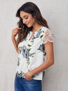 Floral Print Lace Short Sleeve Top