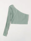 One Shoulder Rib knit Crop Top