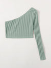 One Shoulder Rib knit Crop Top